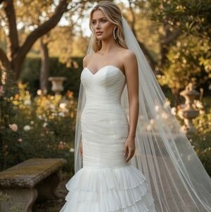 Christos Vintage Strapless Mermaid Wedding Dress in White Size 4